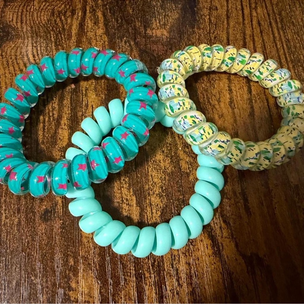 Target Kids Coil Hair Ties Set - Aqua, Mint & Yellow Patterned